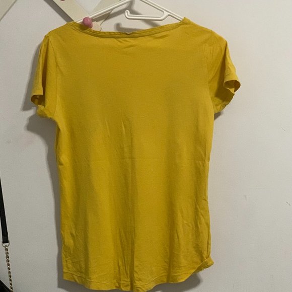 ONLY Mustard colour shirt with stickers - Picture 2 of 3